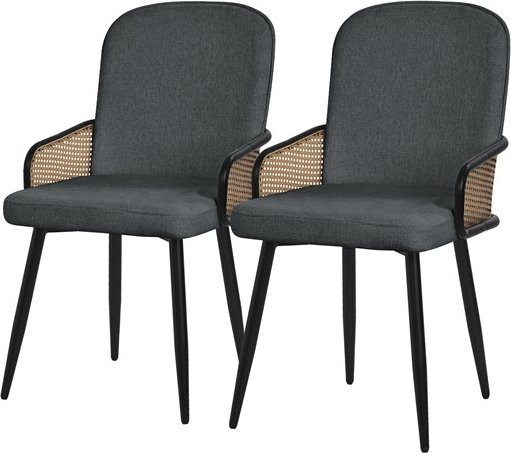 2er Set Esszimmerstühle ML-Design Anthrazit mit Armlehnen und Rückenlehne, moderne Polsterstühle für Esszimmer und Küche - Bild 1