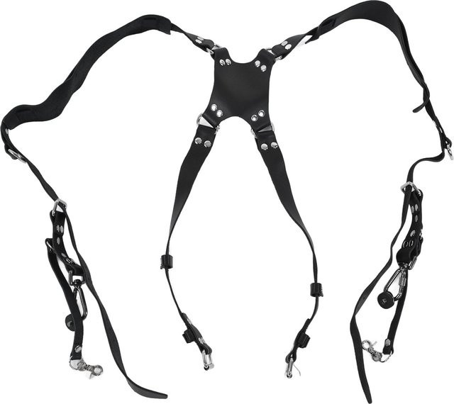 KONNWEI Kameragurt Doppel-Schultergurt aus PU-Leder mit D-Ringen in Schwarz für Outdoor-Fotografie - Bild 1