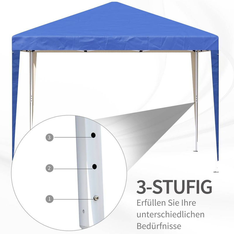Aosom Outsunny Pop-up Faltpavillon Blau, wasserabweisendes und winterfestes Gartenzelt mit UV-Schutz, B/T/H: 300 x 300 x 230 cm - Bild 5