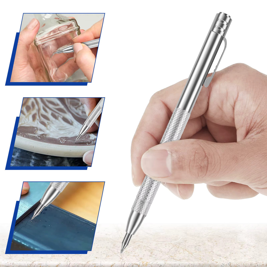 4 Stück Hands DIY Metall-Scribe-Werkzeug Set mit Wolframstahlspitze und Magnet in Silber inklusive 20 Ersatzmarkierungsspitzen aus Edelstahl - Bild 3