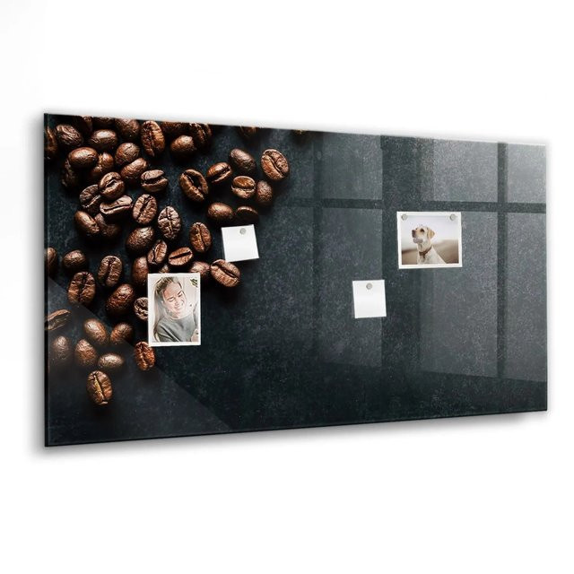Tulup Magnettafel aus Glas mit Kaffeebohnen-Design, Weiß, B: 120 cm, H: 60 cm - Bild 1