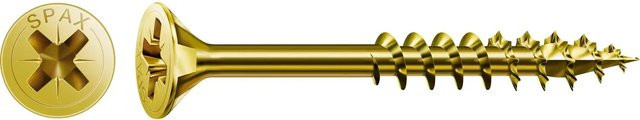 Spax Senkkopf Universalschraube für Holz mit PZ-Antrieb, Farbe Gold, Durchmesser: 3,5 mm, Länge: 50 mm, 20 Stück - Bild 1
