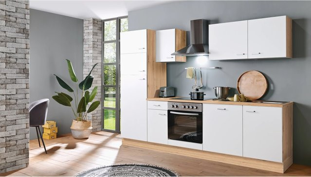 Menke Küchenzeile Classic in Weiß und Eiche, Breite: 270 cm, Höhe: 200 cm, Tiefe: 60 cm - Bild 1