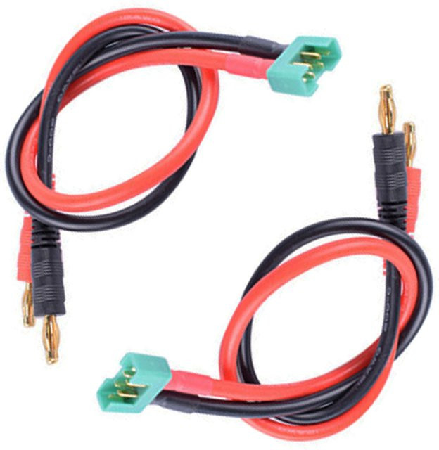2er-Set MPX-Stecker auf 4mm Bananenstecker Ladekabel 14AWG in Rot, 30 cm Länge für RC-Batterie, Ladegerät und Motor - Bild 1