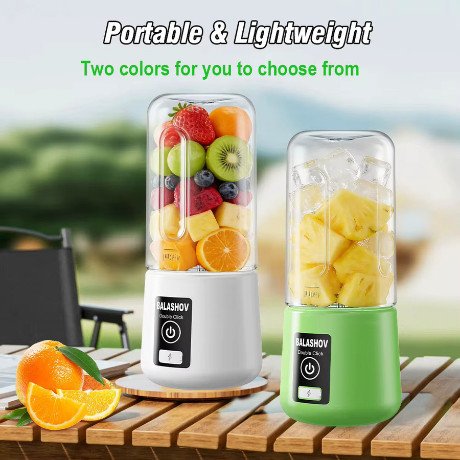 Tragbarer elektrischer Entsafter von BALASHOV in Grün mit Obstmixer und Saftbecher für Gemüse und Obst - Bild 3
