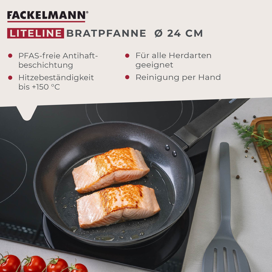 Fackelmann Bratpfanne Liteline mit Antihaftbeschichtung, Schwarz, Durchmesser: 24 cm - Bild 3