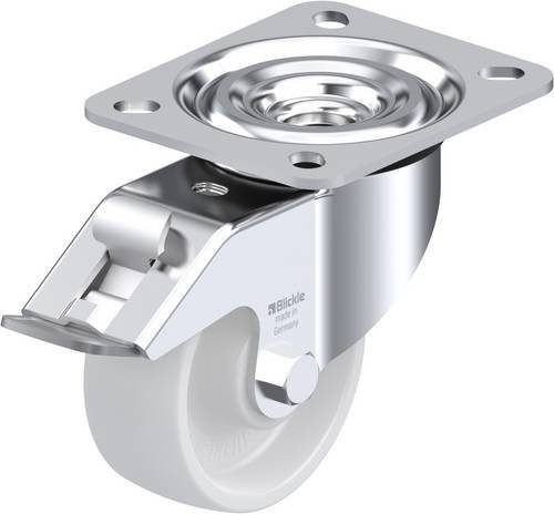 Blickle L-PO 80R-FI Lenkrolle mit Feststeller, Rad-Durchmesser: 80 mm, Tragfähigkeit: 220 kg, Farbe: Silber/Weiß - Bild 1