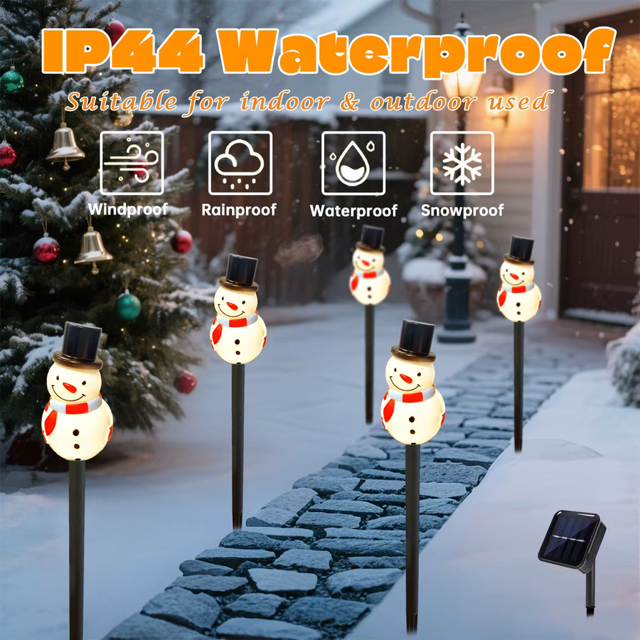 Peach Forest 5er Set Schneemann mit schwarzem Hut als Solar Gartenstecker für die Dekoration von Garten, Terrasse und Rasen - Bild 2