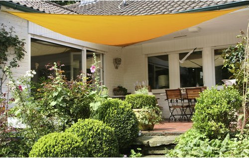 FLORACORD Dreiecksonnensegel aus Polyester mit Regenschutz, Gelb, Breite: 460 cm - Bild 3