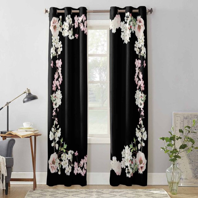 Binchi Retro Blumen Fenstervorhang für Wohnzimmer und Schlafzimmer, semi-transparent, Breite: 135 cm, Höhe: 60 cm - Bild 1