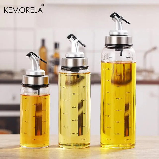 KEMORELA Ölflasche aus Borosilikatglas mit Dosierung, transparent, 180 ml und 300 ml - Bild 1