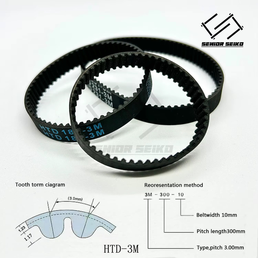 HTD 3M Zahnriemen Schwarz Breite: 6 mm Länge: 450 mm bis 480 mm Synchronriemen geschlossen - Bild 2