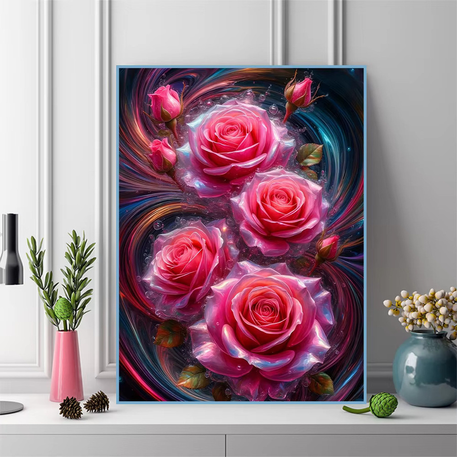 Evershine Diamant-Gemälde Rose DIY Mosaik mit quadratischen Bohrern B/H: 30 x 20 cm - Bild 3
