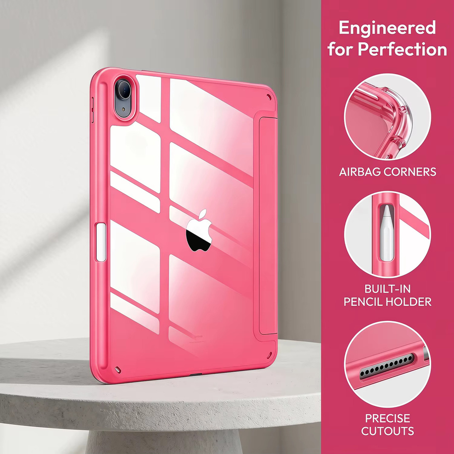 Magnetische Smart Cover Hülle für Apple iPad 11. Generation 11 Zoll (2025) und 10. Generation 10,9 Zoll (2022) mit Stifthalter in Grau und Pink - Bild 2