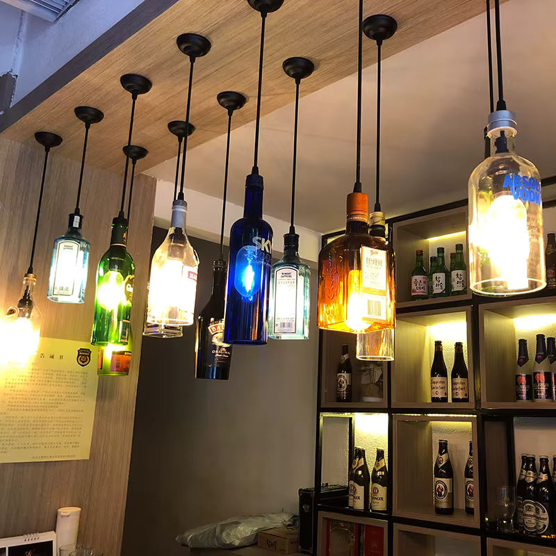 Lava Corki Retro Industrie Loft Hängelampe aus Glas in Transparent für Wein Flaschen im Edison Style - Bild 2