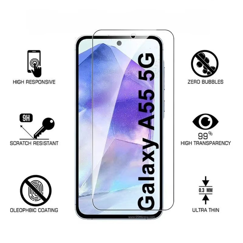 9H gehärtetes Glas Displayschutzfolie für Samsung Galaxy A17 A07 A56 A36 A26 A16 A06 A55 A35 A25 A15 A05S, Full Cover HD Film, transparent - Bild 4