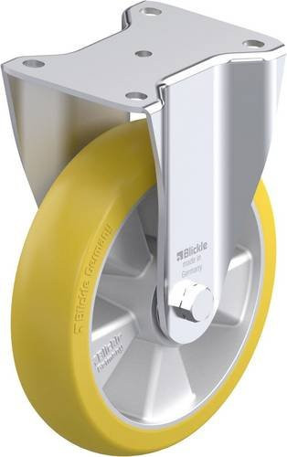 Blickle Stahlblech-Bockrolle BH-ALTH 200K-CO in Silber und Gelb mit 200 mm Rad-Durchmesser und 800 kg Tragfähigkeit - Bild 1