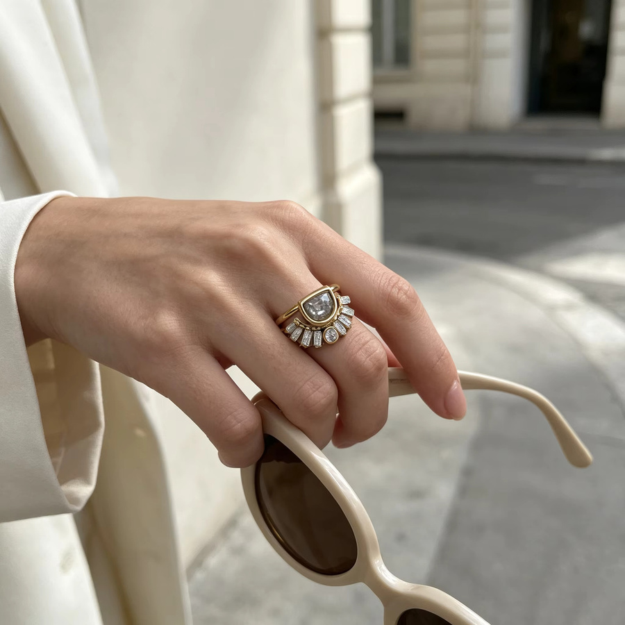 E.B.belle Ring Edelstahl, Gold, Kristall, Damen - Bild 2