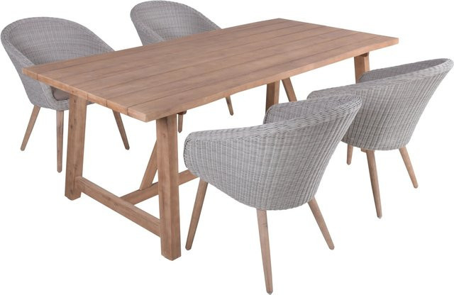 Garden Pleasure Gartenmöbel-Set Oakland/Arvado 5-teilig aus Akazienholz in Grau-Braun - Bild 1