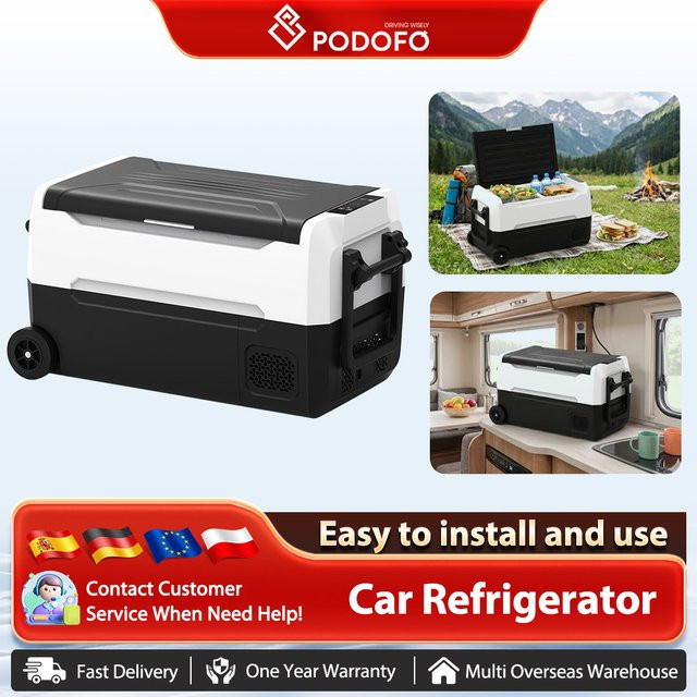 Podofo Auto-Kühlschrank mit Bluetooth und dualer Temperaturregelung, Weiß - Bild 1