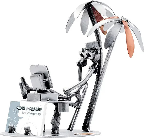 Schraubenmann Visitenkartenhalter Reisebüro Design aus Metall in Silber von Hinz und Kunst - Bild 1