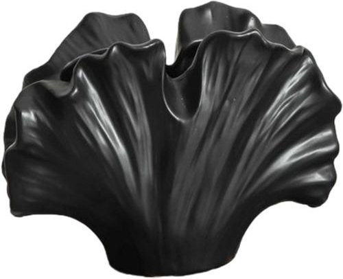 Yousheng Keramik Blumenvase in Ginkgoblatt-Design, dekorative Blattform Vase für dein Zuhause in Schwarz - Bild 1