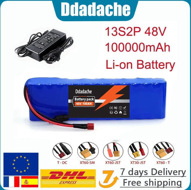 13S2P 48V 100Ah Lithium-Ionen-Akku mit BMS in Blau inklusive 48V/54,6V Ladegerät - Bild 1