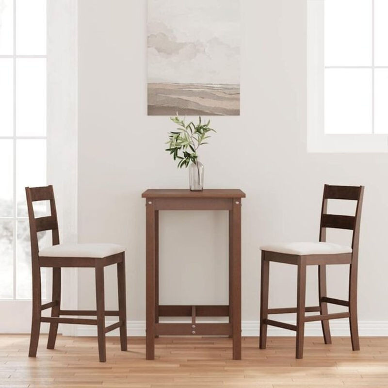 Set aus 2 Barhockern von vidaxl aus braunem Massivholz mit Polsterkissen aus Stoff - Bild 1
