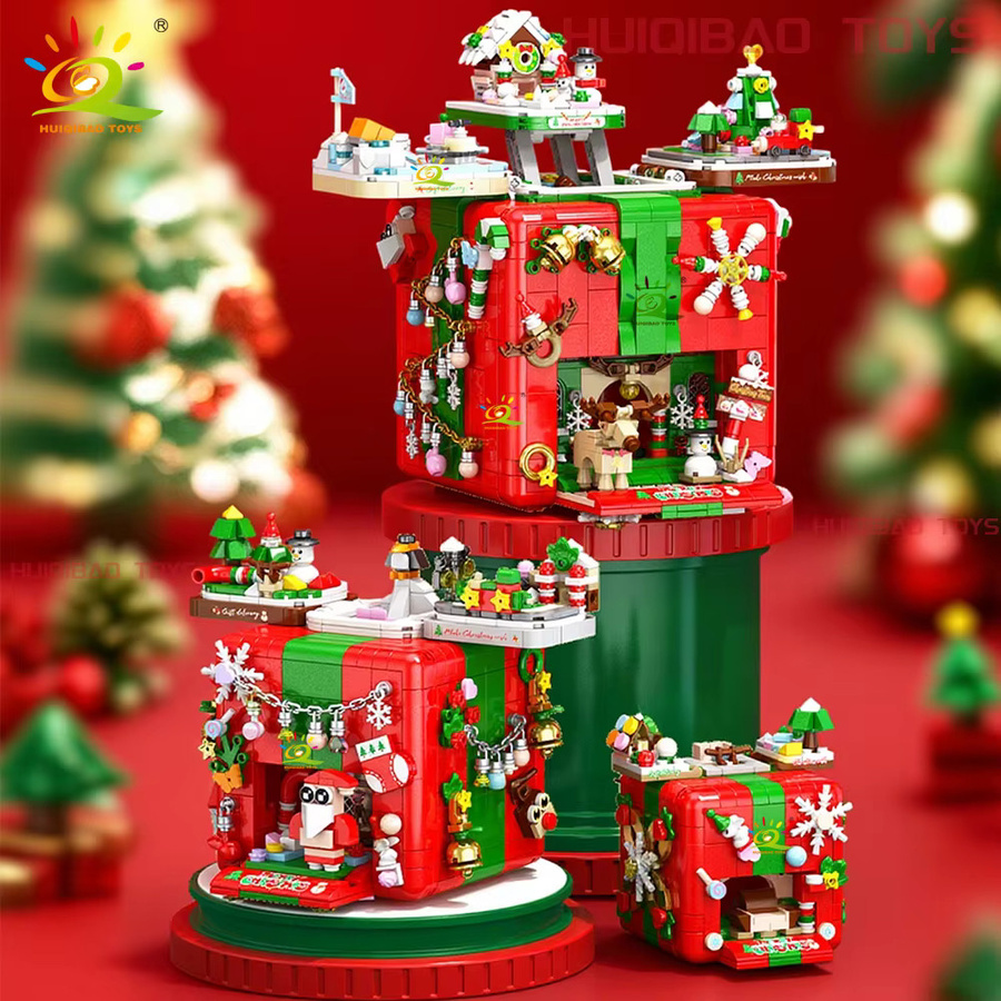 HUIQIBAO DIY Modellbaustein Überraschungsbox mit Elch und Schneemann, Weihnachts-Spielzeug für Kinder und Erwachsene, Mehrfarbig - Bild 4