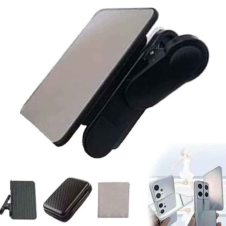 Smartphone Kamera Spiegel Reflexion Clip Kit für Selfie und Handyaufnahmen in Schwarz - Bild 2