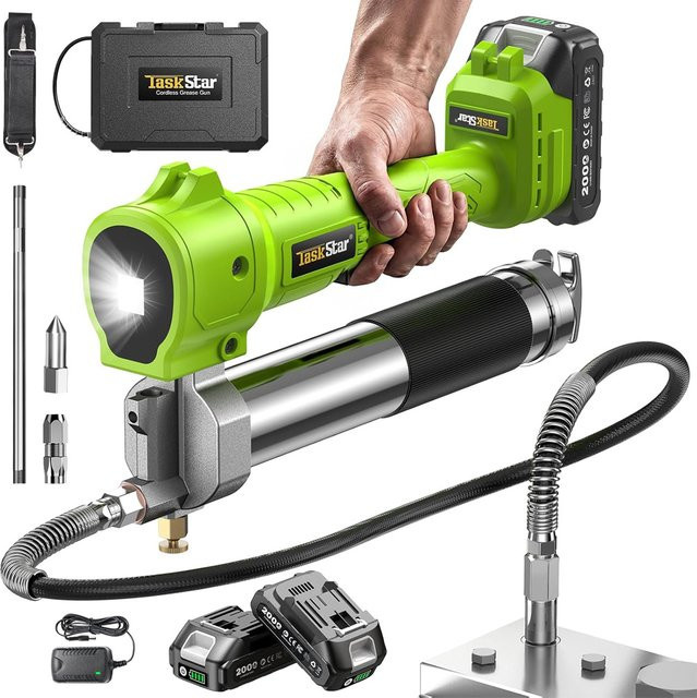 Taskstar Elektrisches Fettpresse-Set in Grün, 10000 PSI, kabelloser Ölinjektor mit 1 m flexiblem Schlauch, kompatibel mit Makita 18 V Akku - Bild 1