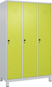 C+P Spind Classic PLUS Garderobenschrank mit 3 Abteilen, Grau/Grün, H x B x T: 195 x 120 x 50 cm - Bild 1