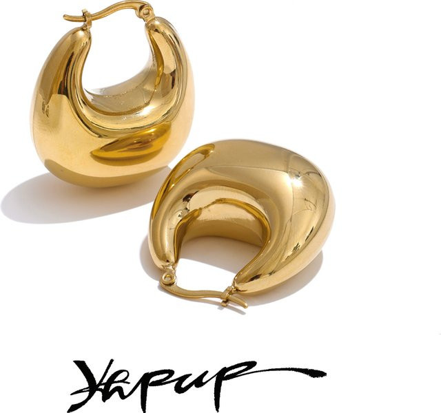 Yhpup Creolen, Edelstahl, Gold, Unisex - Bild 1