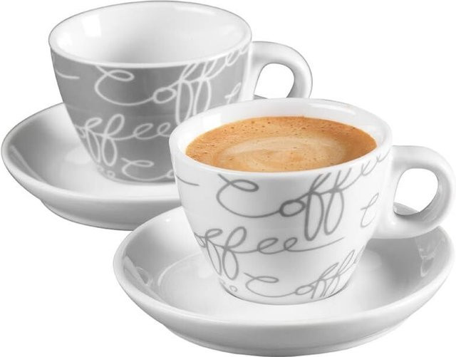 Ritzenhoff & Breker Espresso-Geschirr Cornello 4-tlg. aus Porzellan in Grau und Weiß - Bild 1