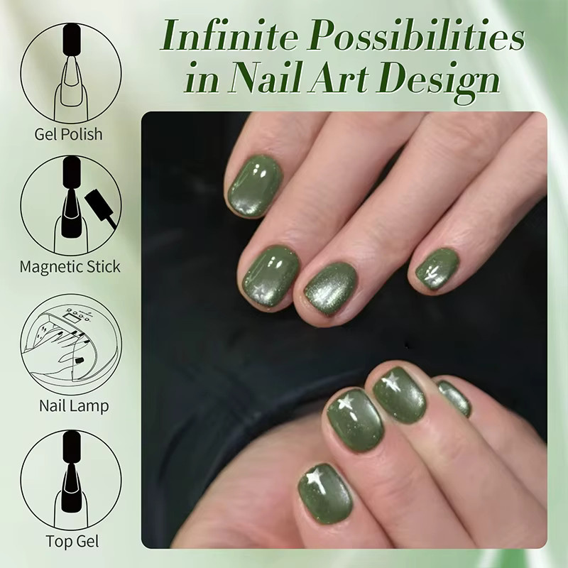 BORN PRETTY Dark Emerald Cat Magnetic Gel, 10 ml, Glänzend - Bild 5