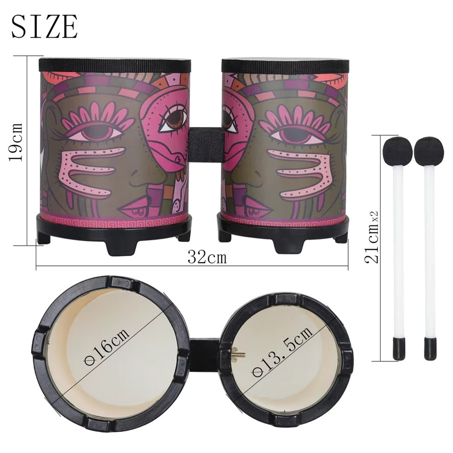 SLADE Hölzerne Bongos-Trommel, Doppeltrommeln mit Trommelstöcken, Percussion, Musikinstrumente - Bild 4