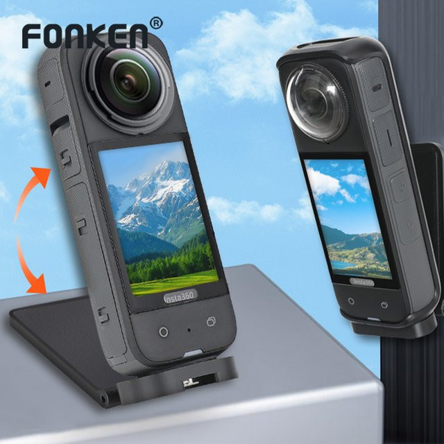 FONKEN Magnetische Halterung mit Tabletop Basis Ständer und 1/4 Schraube für Insta360 X5 X4 X3 X GO3 GO 2 und DJI Pocket 3, Schwarz - Bild 1