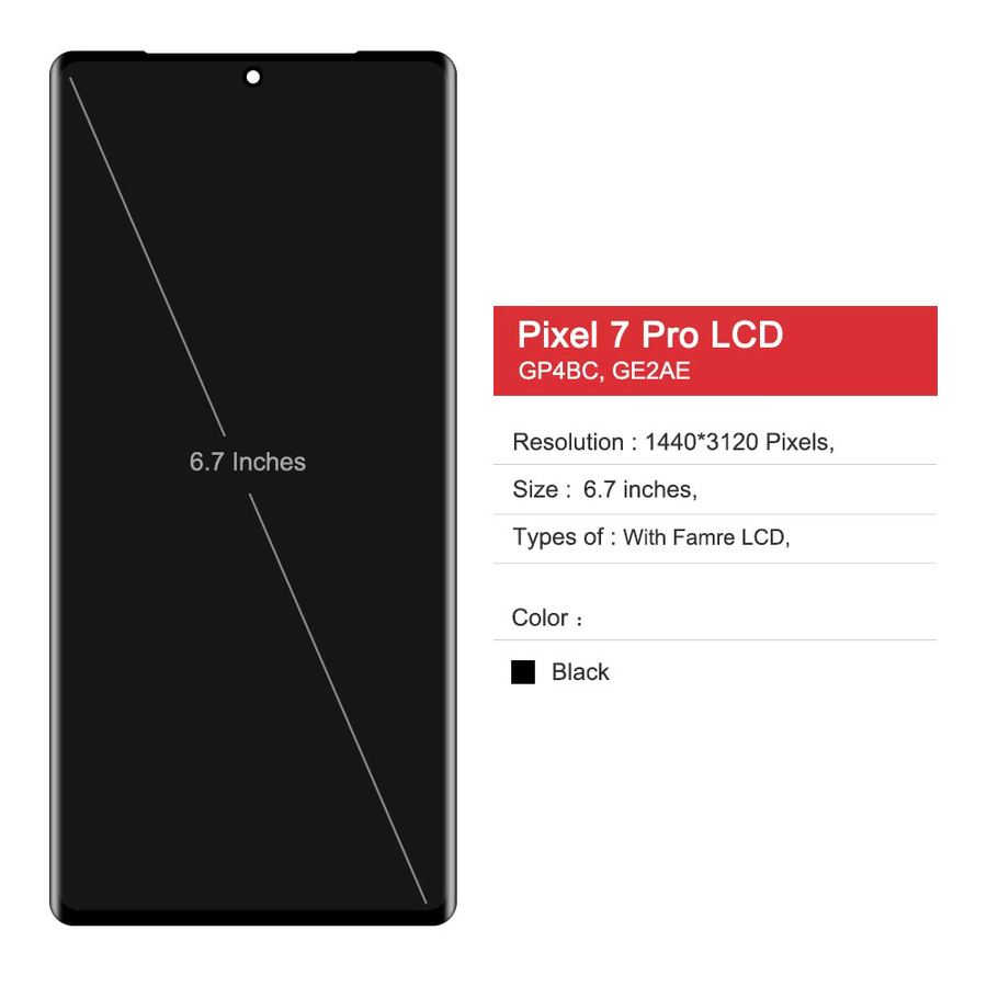 Google Pixel 7 Pro OLED-Bildschirm mit Rahmen, LCD-Display Ersatzteil in Schwarz - Bild 2