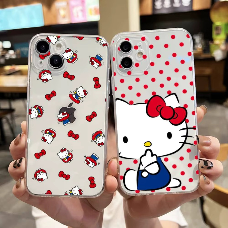 Kawaii K-hello-H-kitty Handyhülle für Apple iPhone kompatibel mit iPhone 17 16 15 14 13 12 11 Pro Max Plus X XR XS und 7 8 in Transparent - Bild 2