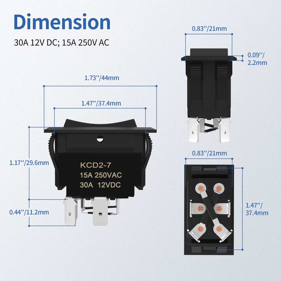 DaierTek UP Down Momentary Reverse Polarity Switch 12V 30A DPDT Polarity Reversing Switch in Schwarz - Bild 2