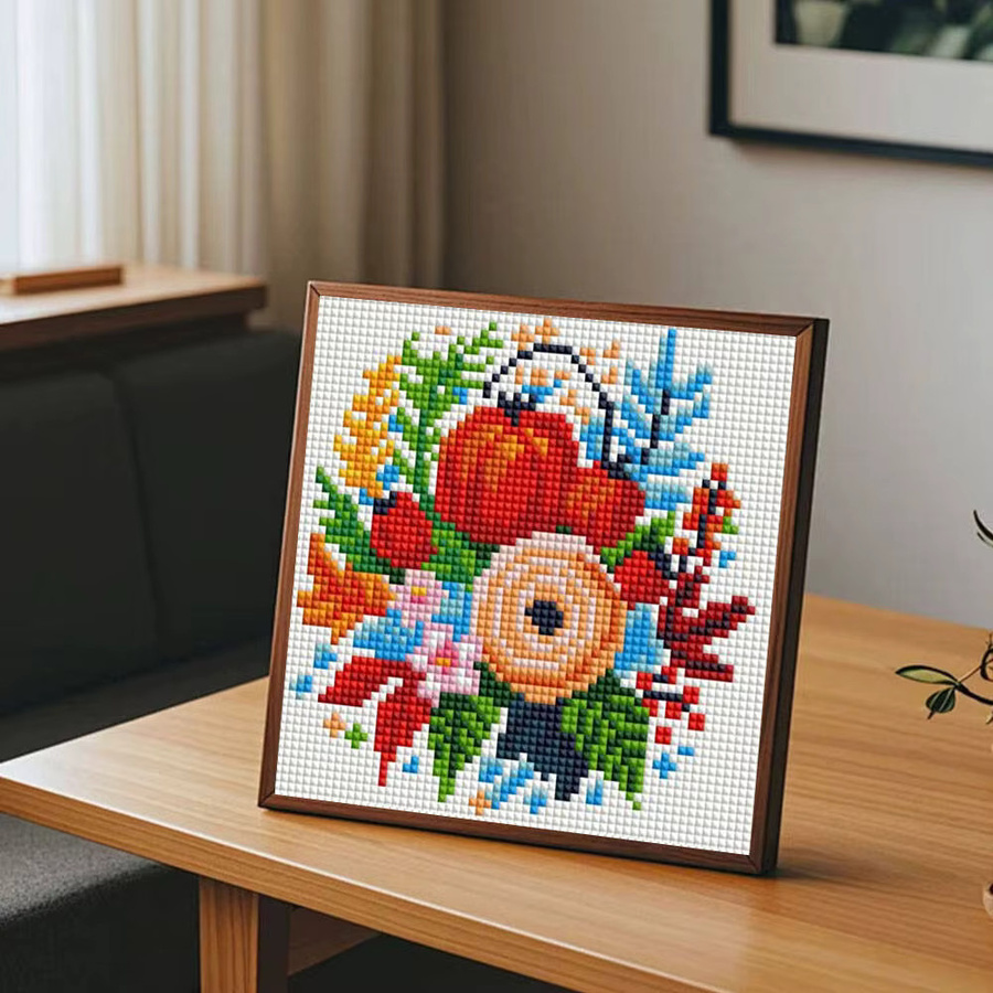 Huacan 9 Stück Diamant-Mosaik-Blumen Set, rund, Mini-Diamantgemälde mit Obst-Motiv in Multicolour - Bild 3