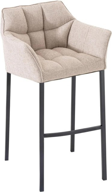 DELUKE Barhocker GIBEL mit Lehne aus Stoff in Elfenbein und Schwarz, B/T/H: 64 x 48 x 110 cm - Bild 1