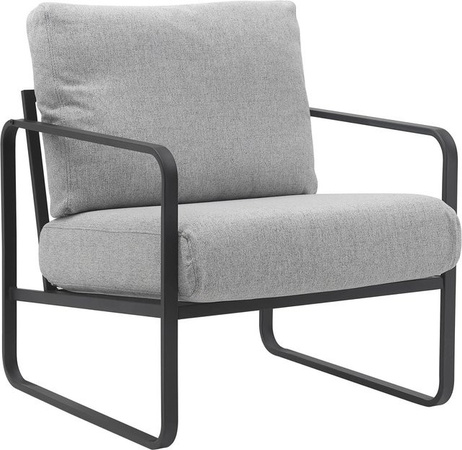 DELUKE Lounger Sessel JAKART Clubsessel aus Stoff in Hellgrau mit Metallrahmen B/T/H: 70 x 74 x 82 cm