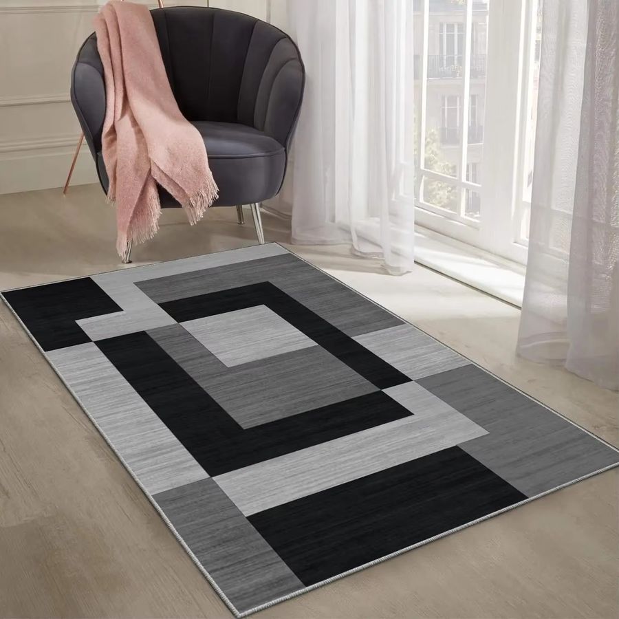 VIKAMA Wohnzimmerteppich mit geometrischem Design, rutschfeste Bodenmatte für Sofa und Schlafzimmer - Bild 2