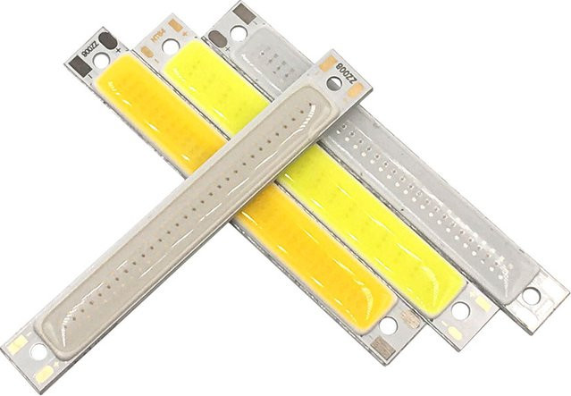 10er Set cooleeon LED COB Lichtleisten für DIY-Projekte, Maße: B: 60 mm, H: 8 mm, Farben: Warmweiß, Kaltweiß, Blau, Rot, Leistung: 1W oder 3W - Bild 1