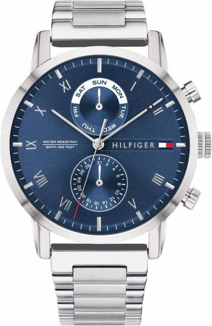 Tommy Hilfiger Chronograph, Quarz, Edelstahl, Blau, 44 mm, Herren - Bild 1