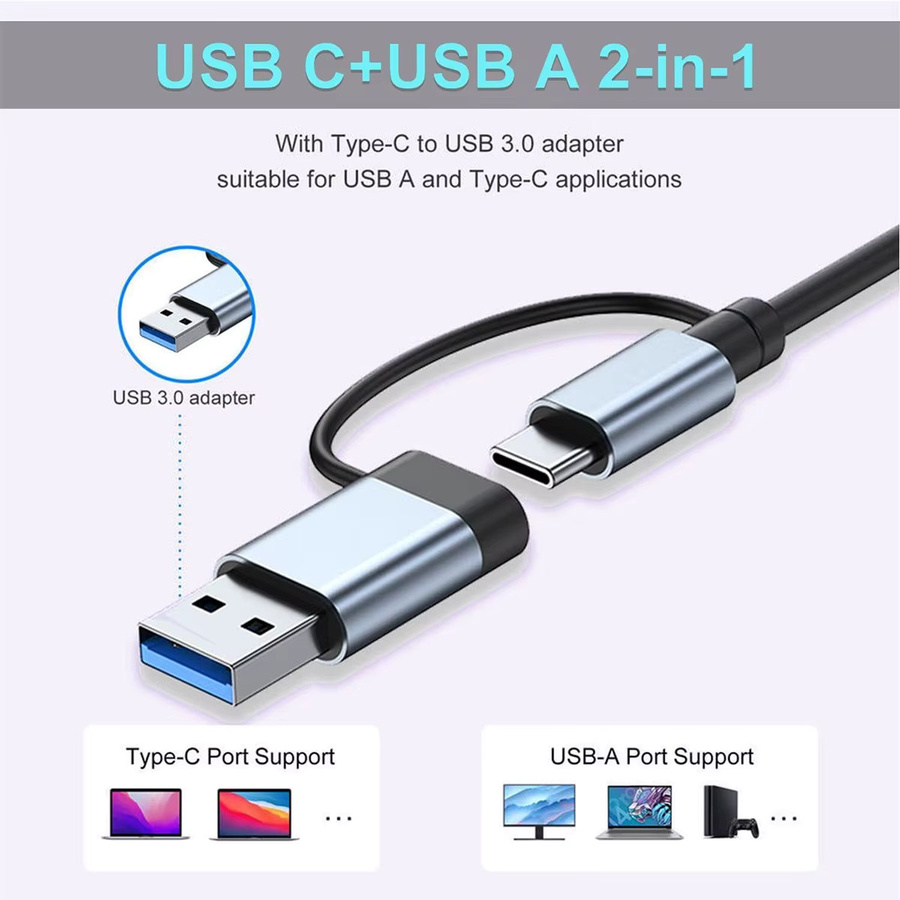 Xiaomi 8-in-2 USB-C-Hub-Expander Multiport-Adapter in Silber mit USB 3.0 und schneller Datenübertragung - Bild 2