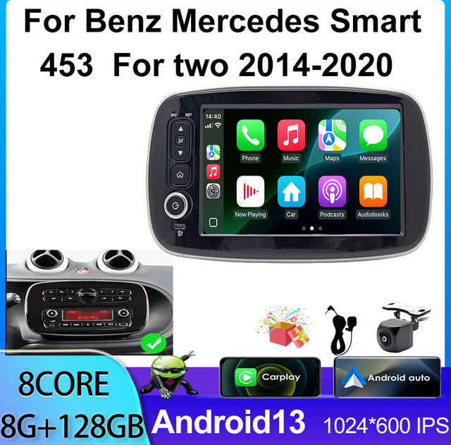 YaYp Multimedia Navigation GPS Autoradio mit 8 Zoll Bildschirm für Benz Smart 453 Fortwo 2014-2020 mit Android Auto und Carplay in Schwarz - Bild 1