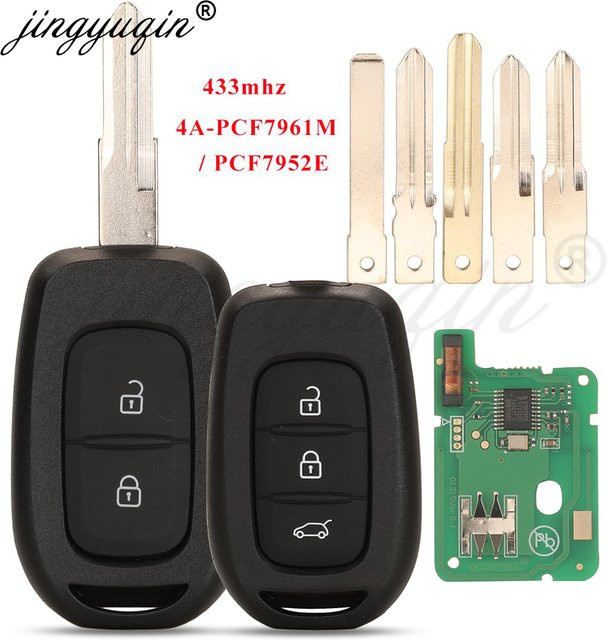 Fernbedienung Autoschlüssel 433 MHz PCF7961M 4A in Schwarz für Renault Sandero Dacia Logan Lodgy Dokker Duster Trafic Clio4 Master3 und Vauxhall Vivaro - Bild 1