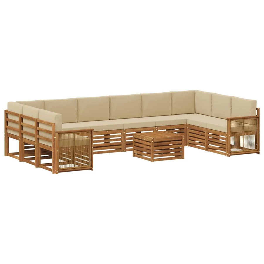 vidaXL Outdoor-Sofagarnitur aus Akazienholz mit 8 Kissen in Natur-beige - Bild 2